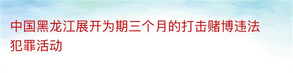 中国黑龙江展开为期三个月的打击赌博违法犯罪活动
